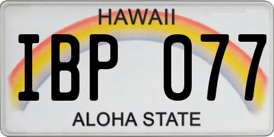 HI license plate IBP077