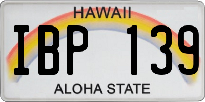 HI license plate IBP139