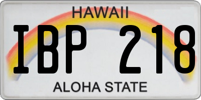 HI license plate IBP218