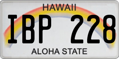 HI license plate IBP228