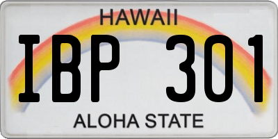 HI license plate IBP301
