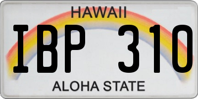 HI license plate IBP310