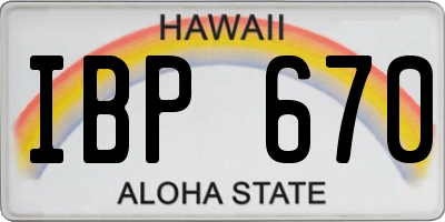 HI license plate IBP670