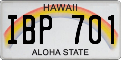 HI license plate IBP701