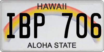 HI license plate IBP706