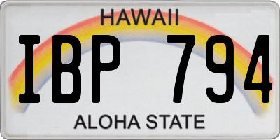 HI license plate IBP794