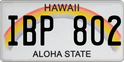 HI license plate IBP802