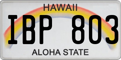 HI license plate IBP803