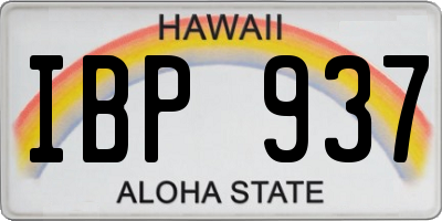 HI license plate IBP937