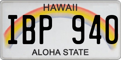 HI license plate IBP940