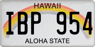 HI license plate IBP954