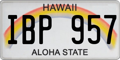HI license plate IBP957
