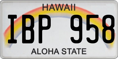 HI license plate IBP958