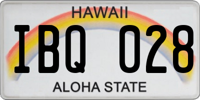 HI license plate IBQ028