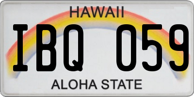 HI license plate IBQ059