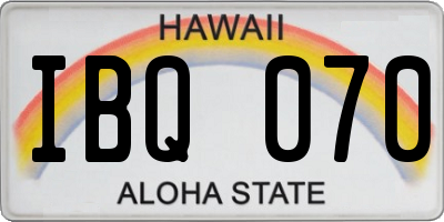 HI license plate IBQ070