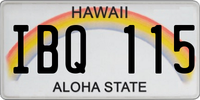 HI license plate IBQ115