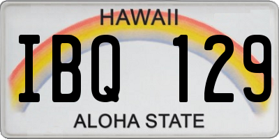 HI license plate IBQ129