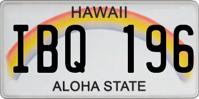 HI license plate IBQ196