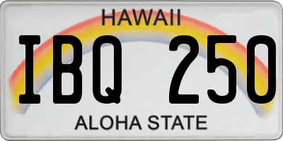HI license plate IBQ250