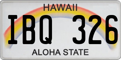 HI license plate IBQ326