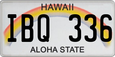 HI license plate IBQ336