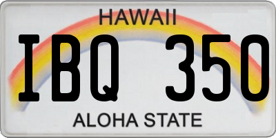 HI license plate IBQ350