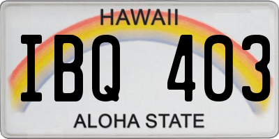 HI license plate IBQ403
