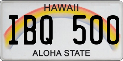 HI license plate IBQ500