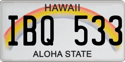 HI license plate IBQ533