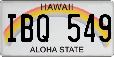 HI license plate IBQ549