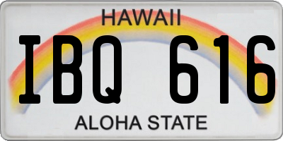 HI license plate IBQ616