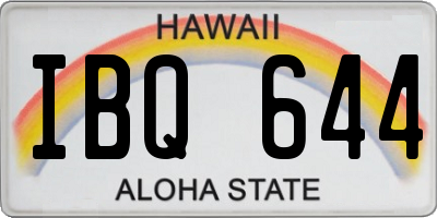 HI license plate IBQ644