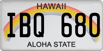 HI license plate IBQ680