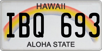 HI license plate IBQ693