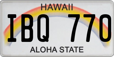 HI license plate IBQ770