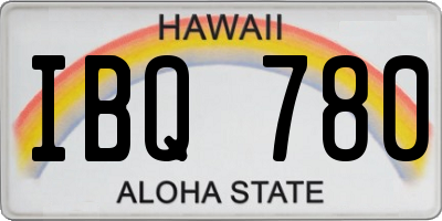 HI license plate IBQ780