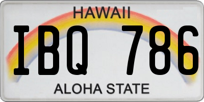 HI license plate IBQ786