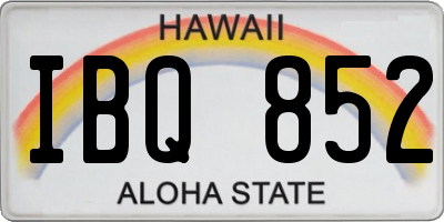 HI license plate IBQ852