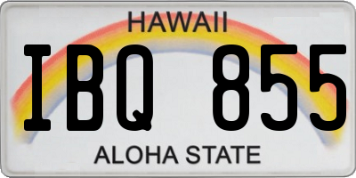 HI license plate IBQ855