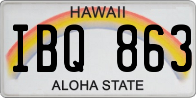 HI license plate IBQ863
