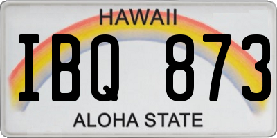 HI license plate IBQ873