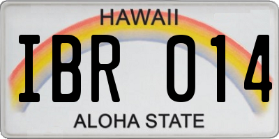 HI license plate IBR014