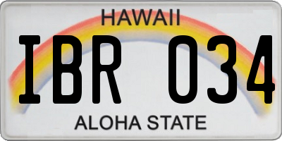 HI license plate IBR034