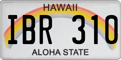 HI license plate IBR310