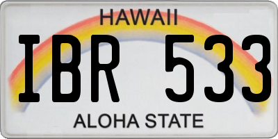 HI license plate IBR533