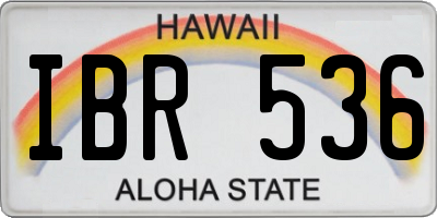 HI license plate IBR536