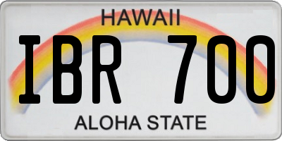 HI license plate IBR700