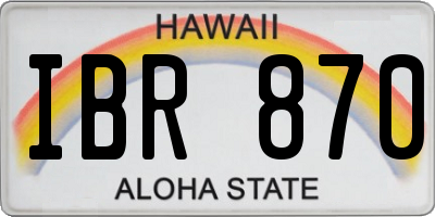 HI license plate IBR870