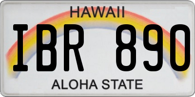 HI license plate IBR890